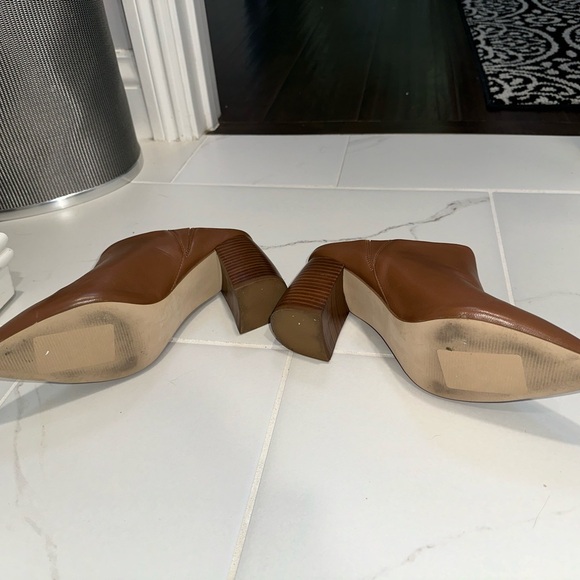 Steve Madden Barrie Tan Block Heeled Mules Cognac Size 9 Pointed Toe - Picture 5 of 7